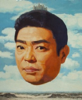 ヒデオvsマグリット　 2013制作　910mm×730mm キャンバスにアクリル絵具